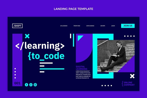 Página de inicio de tecnología mínima de diseño plano