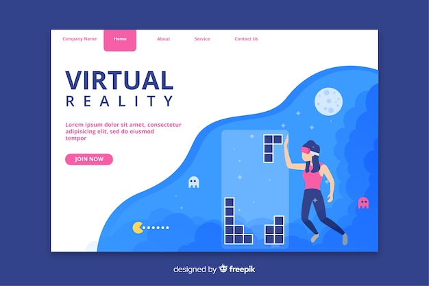 Página de inicio de tecnología de realidad virtual