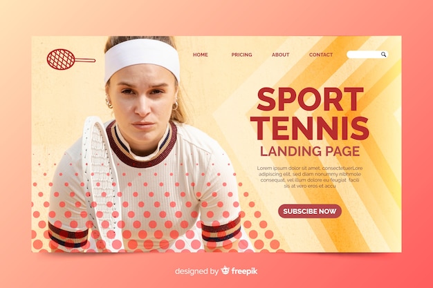 Vector gratuito página de inicio de tenis deportivo