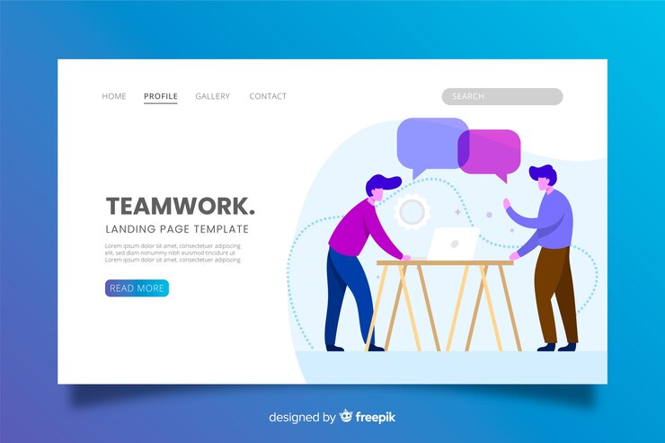 Vector gratuito página de inicio de trabajo en equipo empresarial