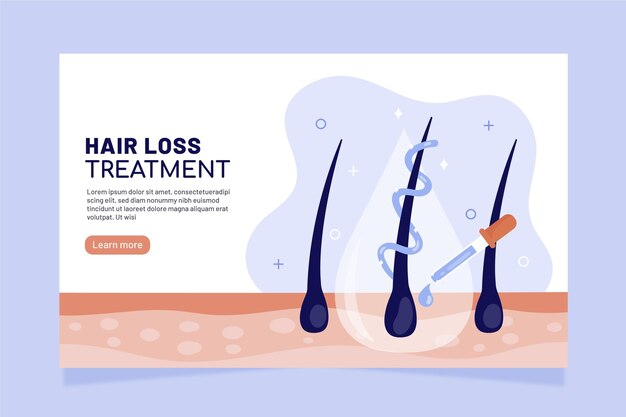 Página de inicio de tratamiento de pérdida de cabello dibujada a mano