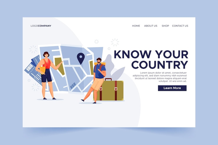 Vector gratuito página de inicio de turismo local