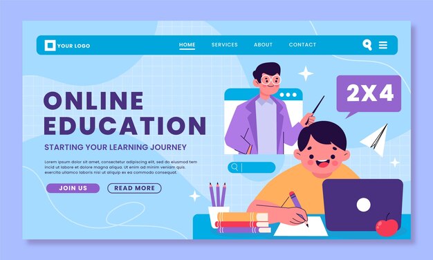 Página de inicio de tutor en línea dibujada a mano