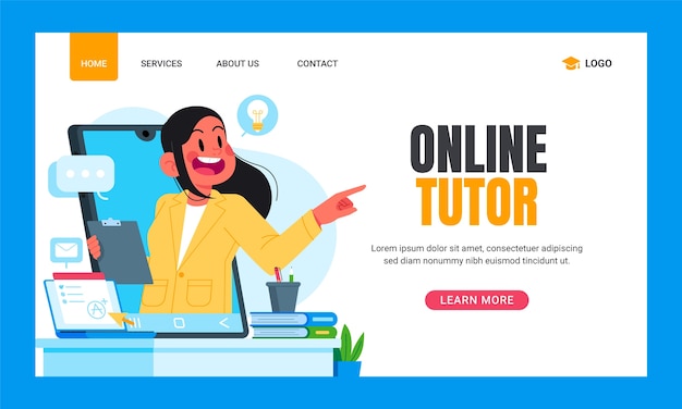 Página de inicio de tutor en línea dibujada a mano