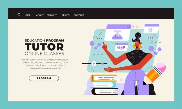 Página de inicio de tutor en línea dibujada a mano