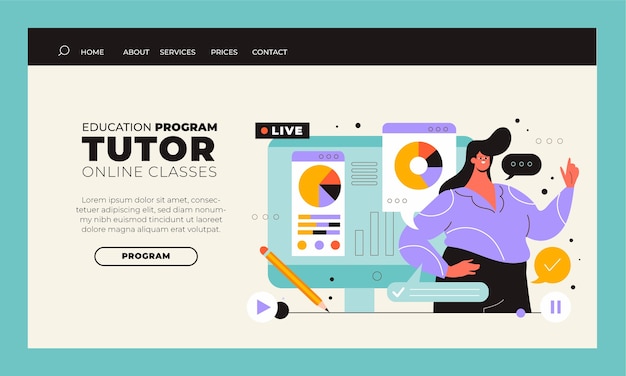 Página de inicio de tutor en línea dibujada a mano