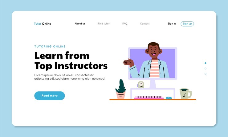 Vector gratuito página de inicio de tutor en línea dibujada a mano