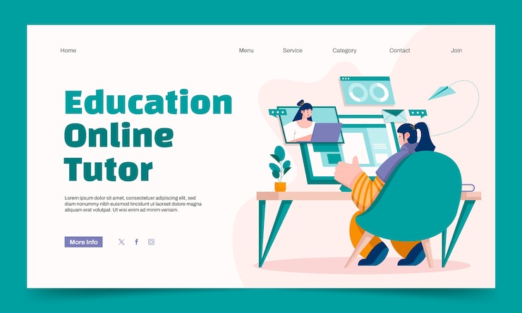 Vector gratuito página de inicio de tutor en línea dibujada a mano