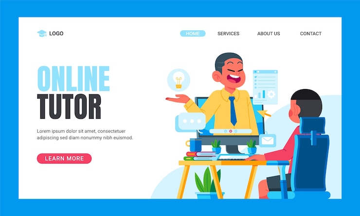 Vector gratuito página de inicio de tutor en línea dibujada a mano