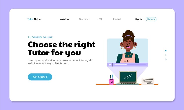 Vector gratuito página de inicio de tutor en línea dibujada a mano