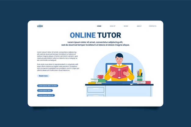 Página de inicio de tutoría de diseño plano