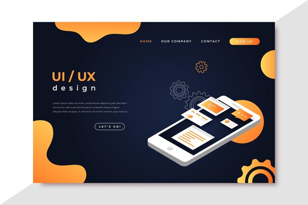 Página de inicio de ui / ux de degradado