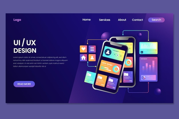 Página de inicio de ui / ux de degradado