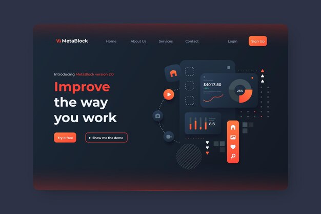 Página de inicio de ui / ux de degradado