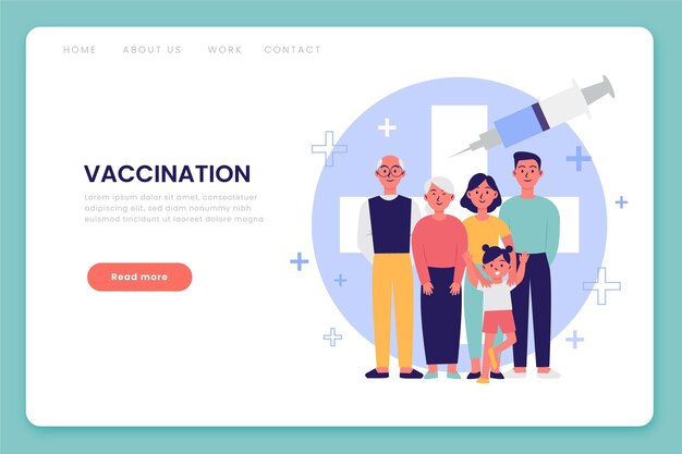 Página de inicio de la vacuna contra el coronavirus dibujada a mano
