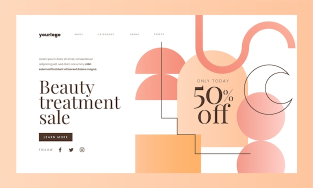 Vector gratuito página de inicio de venta de belleza degradada