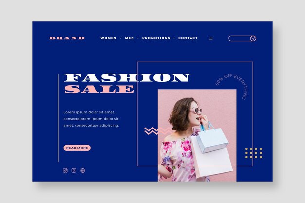 Página de inicio de venta de moda