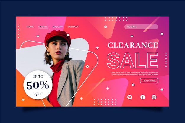 Vector gratuito página de inicio de venta de moda