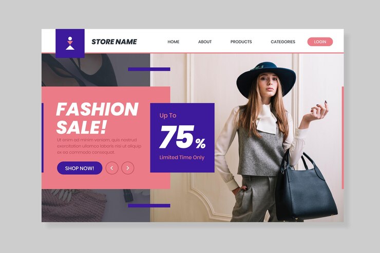 Vector gratuito página de inicio de venta de moda