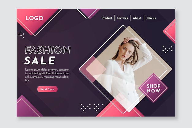 Vector gratuito página de inicio de venta de moda