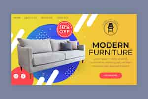 Vector gratuito página de inicio de venta de muebles degradados con foto