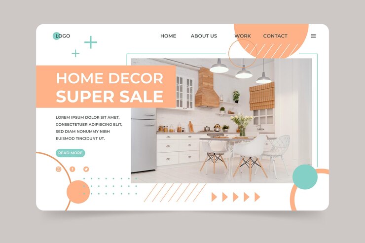 Vector gratuito página de inicio de venta de muebles planos orgánicos con foto