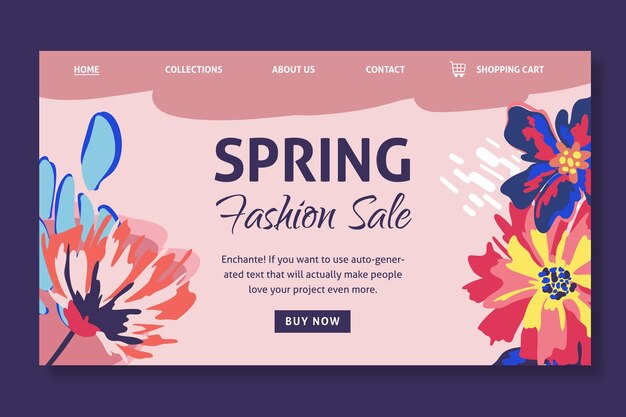 Vector gratuito página de inicio de venta de primavera plana