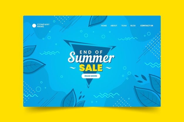 Vector gratuito página de inicio de la venta de verano de fin de temporada