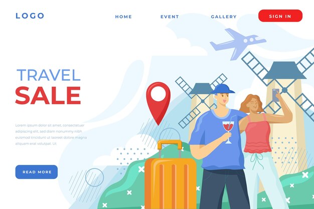 Página de inicio de venta de viajes