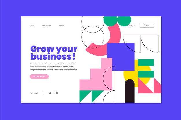 Página de inicio de ventas abstractas de diseño plano