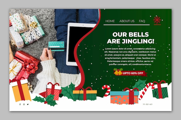 Vector gratuito página de inicio de ventas navideñas