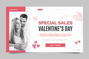 Vector gratuito página de inicio de ventas de san valentín