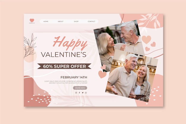 Vector gratuito página de inicio de ventas de san valentín