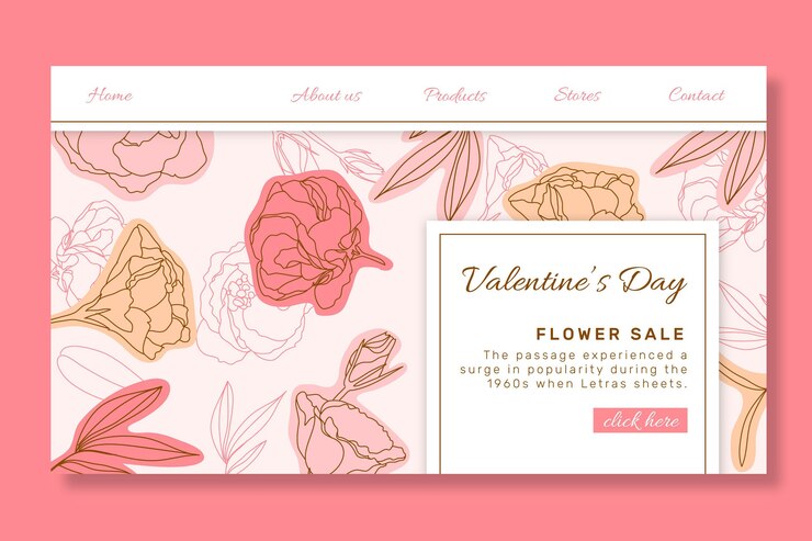 Vector gratuito página de inicio de ventas de san valentín