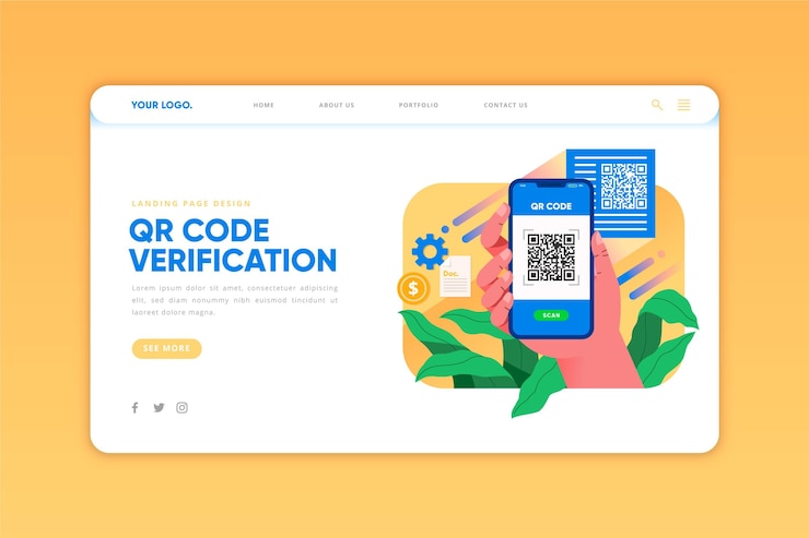 Vector gratuito página de inicio de verificación de código qr