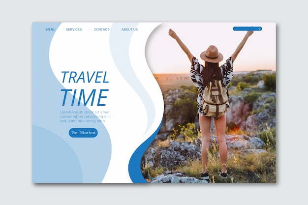 Vector gratuito página de inicio de viaje con foto