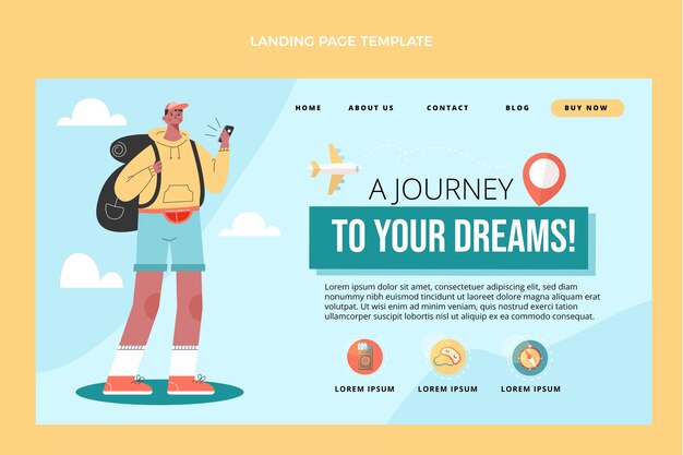 Página de inicio de viaje de viaje de diseño plano