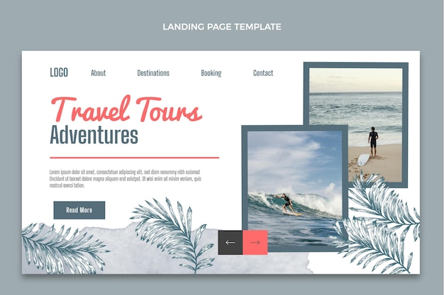 Página de inicio de viajes en acuarela