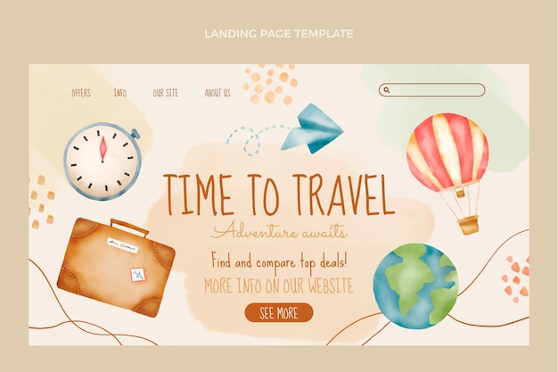 Vector gratuito página de inicio de viajes en acuarela