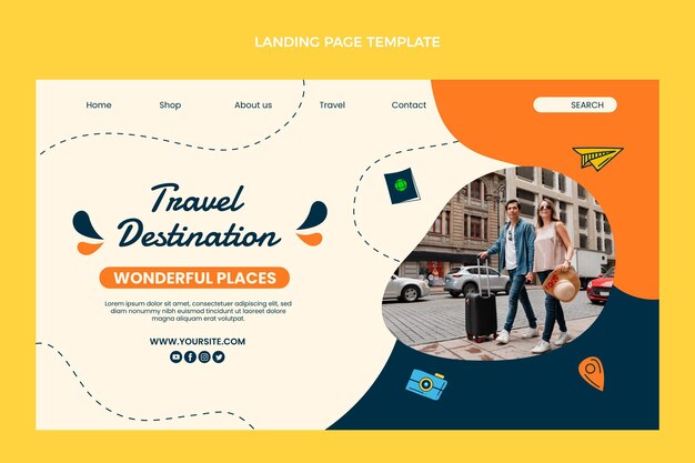 Página de inicio de viajes dibujada a mano