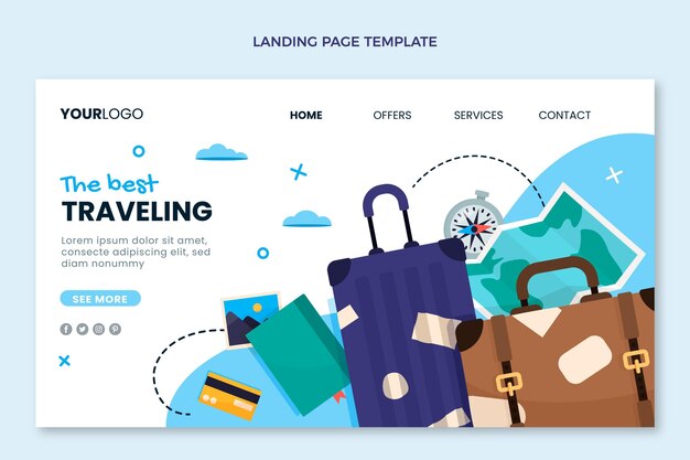 Página de inicio de viajes de diseño plano
