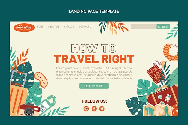 Vector gratuito página de inicio de viajes de diseño plano