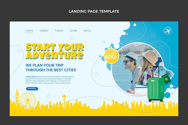 Vector gratuito página de inicio de viajes de diseño plano