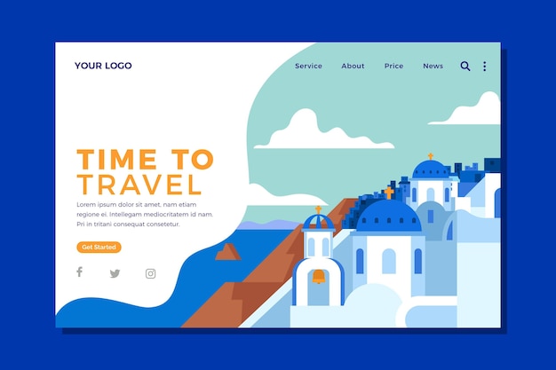 Vector gratuito página de inicio de viajes de diseño plano