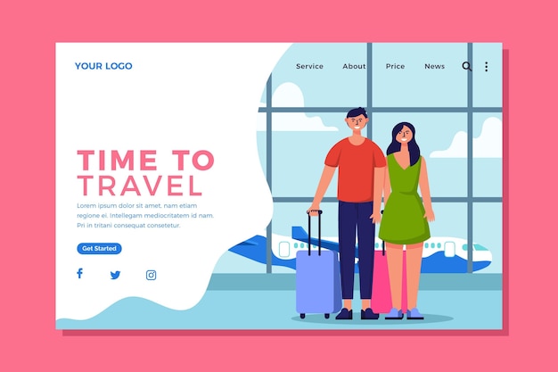 Vector gratuito página de inicio de viajes de diseño plano