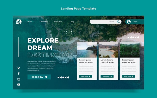 Página de inicio de viajes de diseño plano