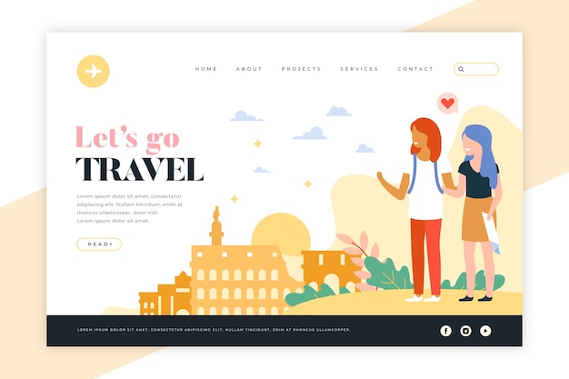 Vector gratuito página de inicio de viajes con ilustraciones