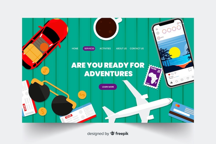 Vector gratuito página de inicio de viajes planos
