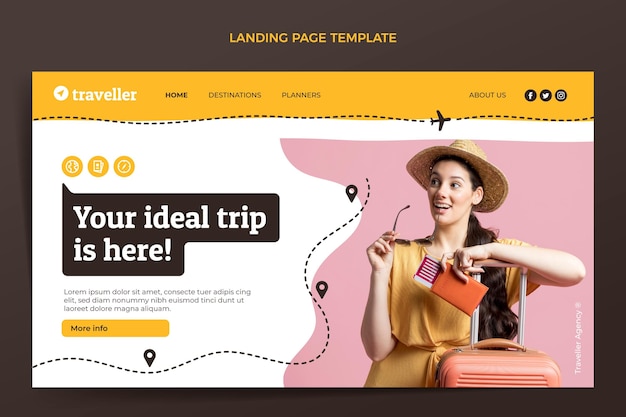 Vector gratuito página de inicio de viajes planos