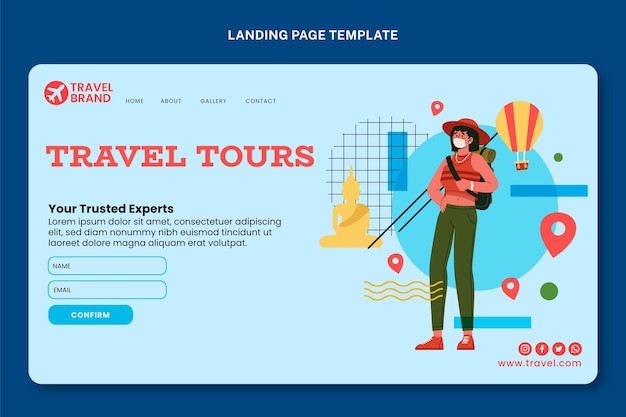 Vector gratuito página de inicio de viajes planos